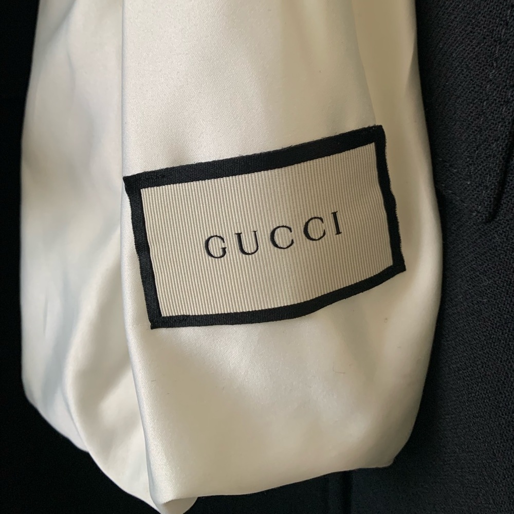GUCCI black wool jacket large logo belt button down cuff long coat Luxury NWT - Picture 12 of 14